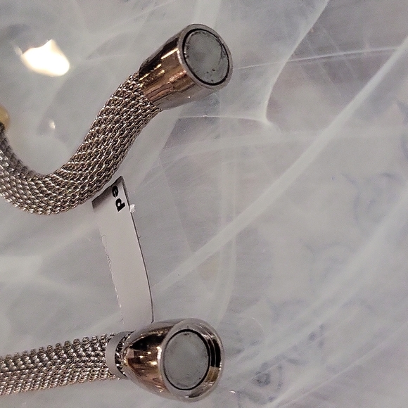 Topaz Necklace Two-Tone Cable Pebble Mesh Chain Gold Accents - Picture 7 of 9